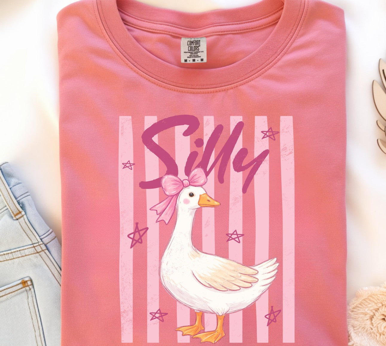 Silly Goose Pink Bow DTF Transfer